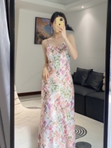 Pangelian Style Oil Painting Wind Silk Slip satin acetate Ribbon Dress Pendant with dress and half body dress