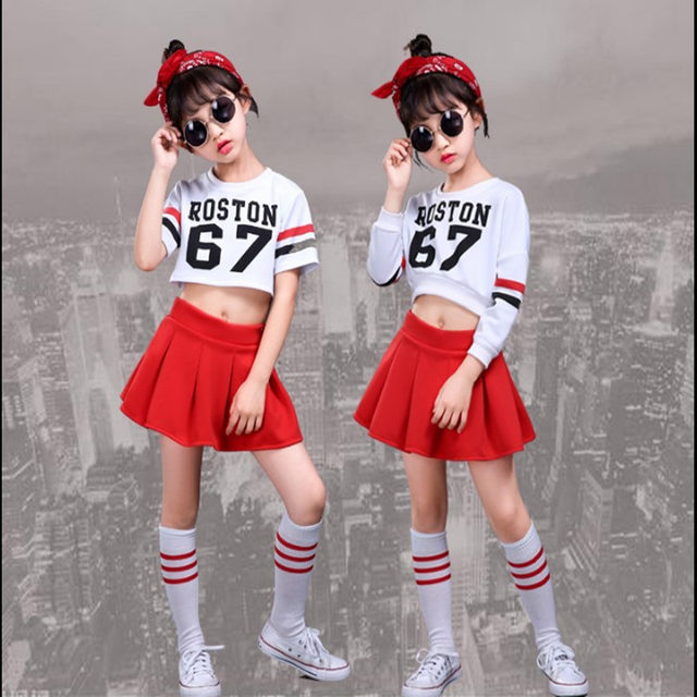 Cute children's fashionable professional youthful and energetic dance performance costumes modern street dance hip-hop costumes cheerleading