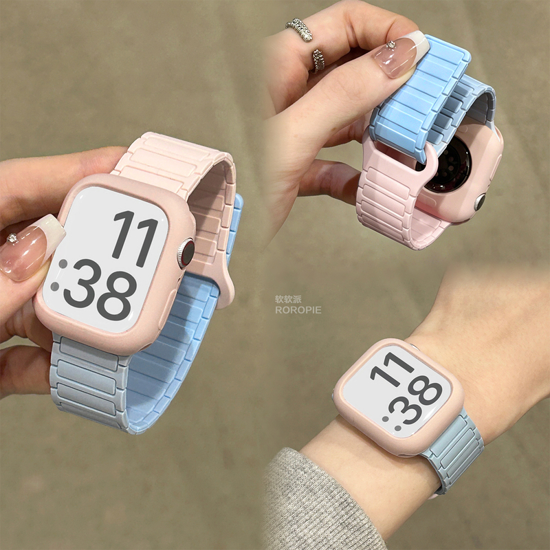 Soft Pie Sports Waterproof Silicone Iwatchs11 Strap Suitable for Apple Watch Case Applewatch9 Women's Model Soft Pie Sports Waterproof Silicone Iwatchs11 Strap Suitable for Apple Watch Case Applewatch9 Women's Model