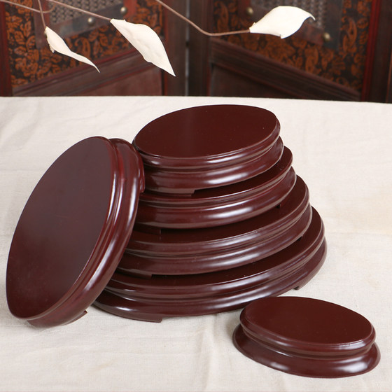 Customized stone base wood carving mahogany solid wood oval flowerpot bonsai crafts ornaments stone carving bracket