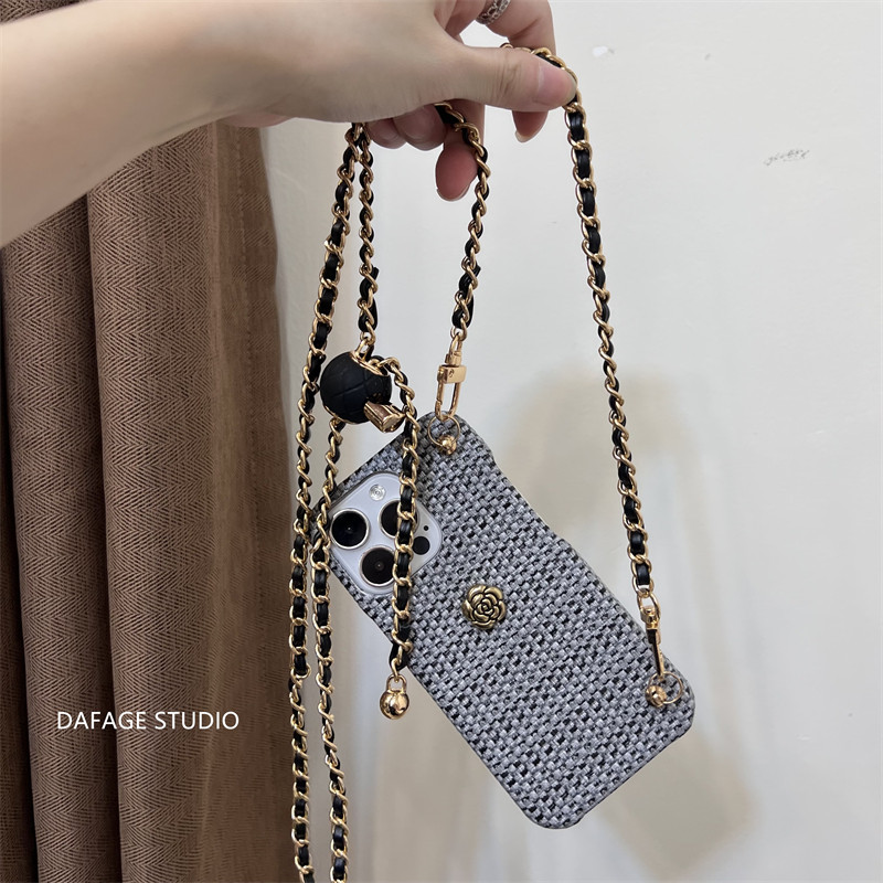 Camellia Golden Ball Crossbody Phone Case For Iphone Shockproof_voghion.com