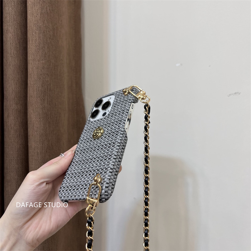 Camellia Golden Ball Crossbody Phone Case For Iphone Shockproof_voghion.com