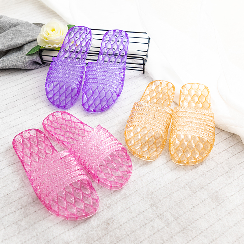Factory Direct Sales Slippers for Women Indoor Household Crystal Jelly Slippers Bathroom Non-Slip Soft Bottom Home Deodorant Slippers