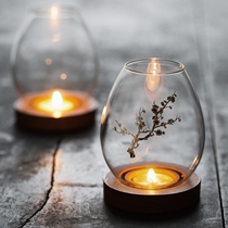 Candle stand candlelight dinner supplies tea room glass cover atmosphere decoration interior decoration ornaments