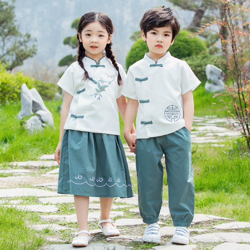 Primary school children's school uniforms Summer new 2021 Han uniforms Children's class The Chinese Wind Performance Costume Kindergarten Garden Suit Summer Clothing