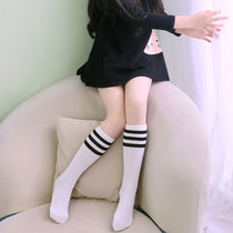 Childrens mid-tube socks Spring and Autumn girls socks student performance boys football half-leg pure cotton childrens long tube white socks