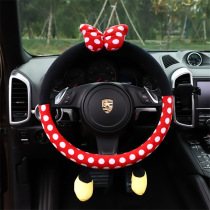 Car cartoon steering wheel cover autumn and winter antifreeze warm short plush car anti-skid handle cute creative lady