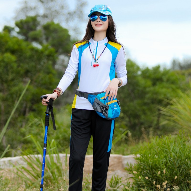 Spring Summer Thin Stretch Long Sleeve Speed Dry T-shirt Woman Outdoor Hiking Sports Climbing Pants Breathable Quick Dry Clothes Pants Suit-Taobao