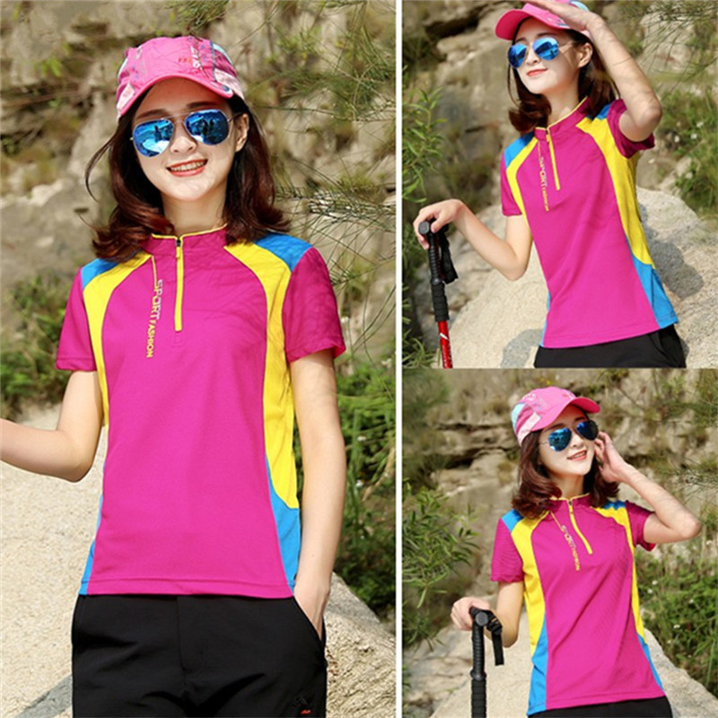 Outdoor speed dry dress long sleeve female leads breathable speed dry T-shirt Spring and summer hiking sports hiking thin short sleeve T-shirt