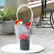 Transparent portable trapezoidal pp flowers hand twist gift bag Square packing bouquet bouquet bag fleshy plastic bag