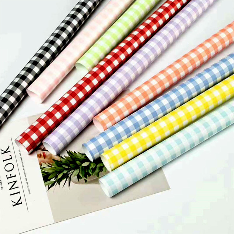 Summer Plaid Series Bouquet Packing Square Flower Wrapping Paper Waterproof Flower Shop Supplies