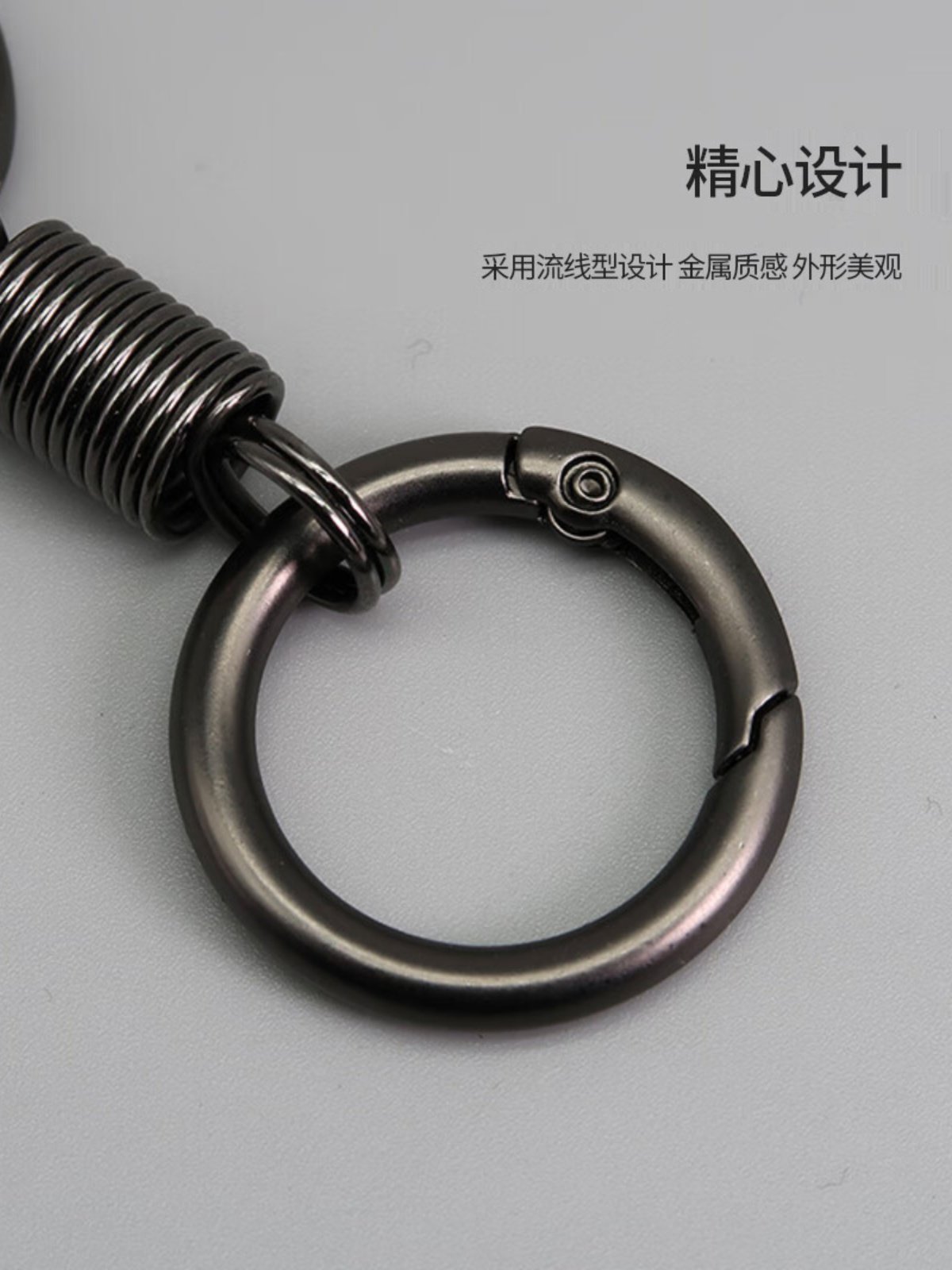 Spring-Loaded Premium Double-Ring Keychain, New Style Ring-Shaped Waist Pendant, Universal for Electric Vehicles, Unisex Keychain