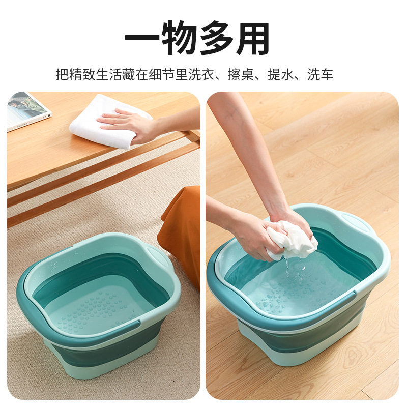 Foldable Foot Bath Bucket, Portable Home Dormitory Extra Large Thickened Plastic Foot Bath Basin for Calf Massage