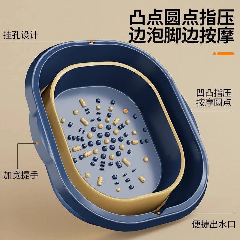 Foldable Foot Bath Bucket, Portable Home Dormitory Extra Large Thickened Plastic Foot Bath Basin for Calf Massage