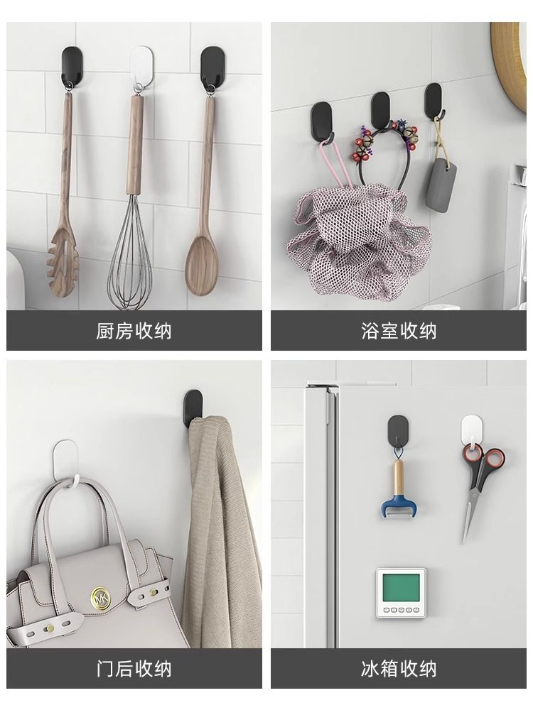 Strong Adhesive Hooks, No Drilling Required, for Kitchen, Bathroom, Wall, Behind Door, Traceless Adhesive Hooks, Clothes Hangers, Stainless Steel Hooks