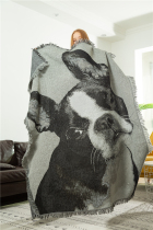 Foreign trade original single American Nordic ins Boston Terrier Puppy Tapestry Decorative blanket Leisure blanket Sofa blanket Fabric