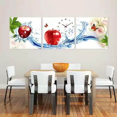 Modern living room decoration watch mural hanging painting dining room frameless painting wall clock mute hipster flower fruit