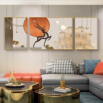 Light Extravaganza Living-room Decoration Painting Crystal Porcelain Triptych Sofa Background Wall Hanging Painting Elk Deluk Brief Modern New Mural Painting