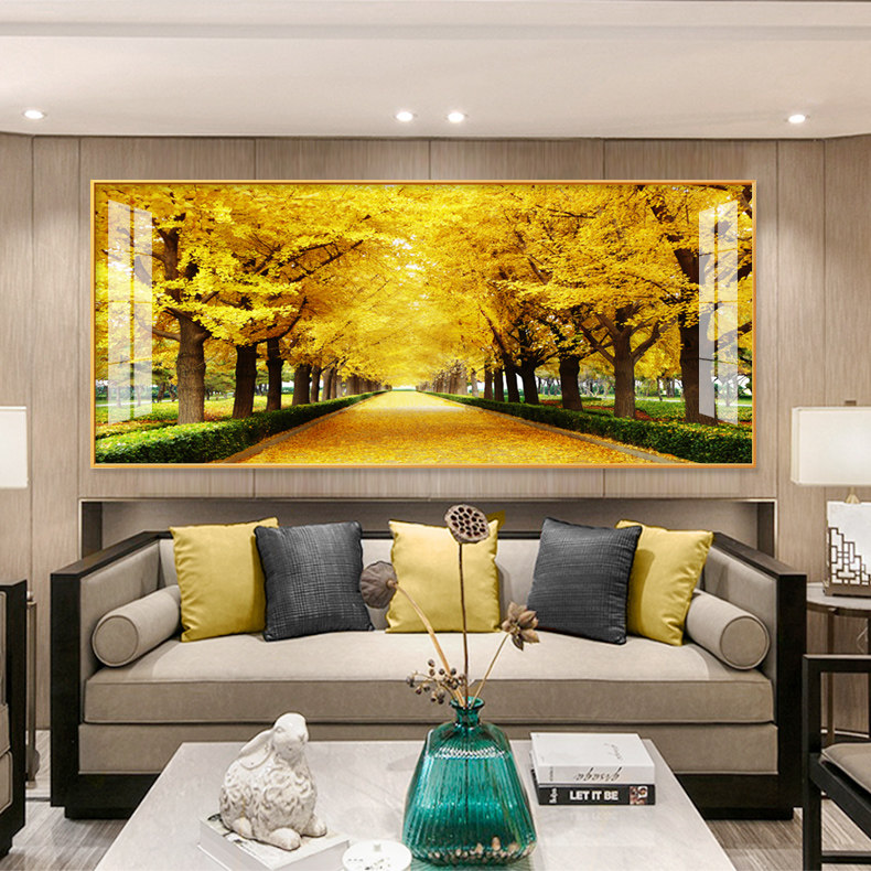 Gold full geomancy Feng Shui Tricks gold Avenue with frame painting Living room sofa Dining Room Bedroom Background Wall Mural Painting