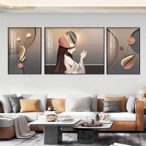 Figure Living Room Decoration Painting Modern Minima Light Lavish Sofa Background Wall Mural Nordic Atmospheric Crystal Porcelain Triptych