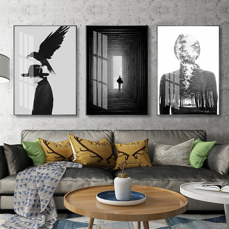 Black and white characters modern minimalist crystal porcelain decorative painting light luxury atmosphere living room sofa bedroom background wall framed painting