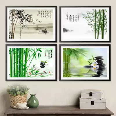 The porch vertical corridor decorative painting living room bamboo newspaper safe hanging painting aisle Crystal porcelain painting bamboo frame has been framed painting
