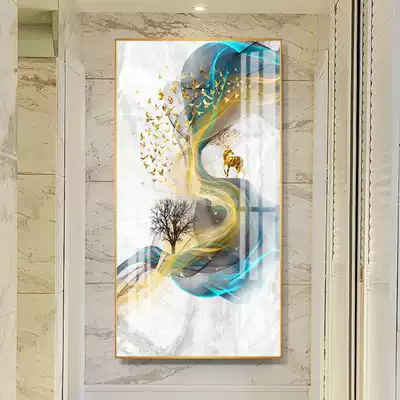 Crystal porcelain painting art abstract porch decorative painting light extravagant atmosphere lucky wind and water aisle into the house Vertical mural Elk
