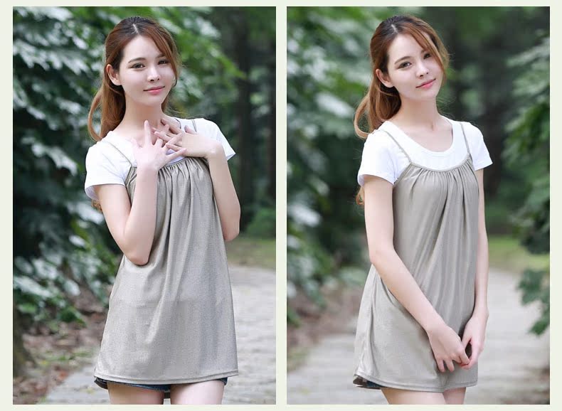 Yunhe phóng xạ phù hợp với trang phục bà bầu chính hãng chống bức xạ quần áo bà bầu sling mùa thu và mùa đông bạc kéo dài sợi áo chống bức xạ nano