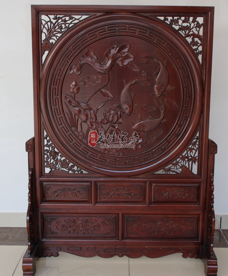 Dongyang wood carved solid wood floor-to-ceiling screen double-sided carving every year there are more seat screens Chinese antique entrance partition interstitial screen