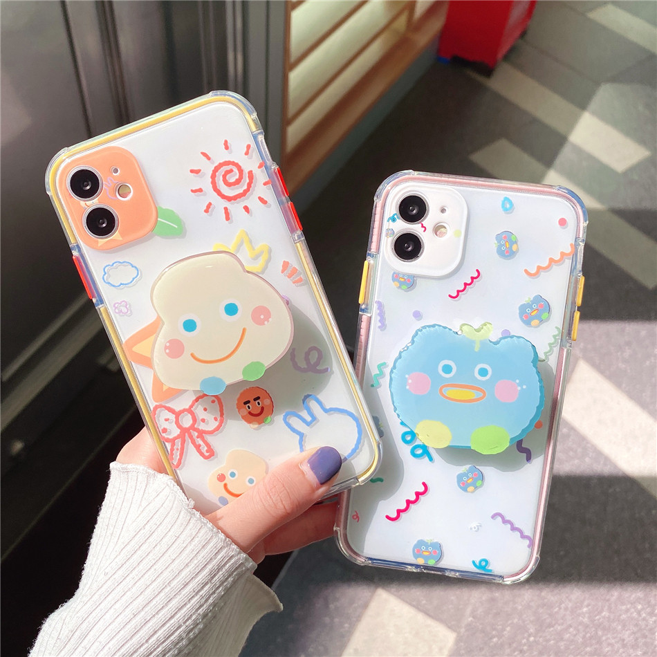 3D Cute Korean Cartoon Holder Stand Phone Case For iPhone 12