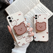 Cute 3D Bear Stand Holder Phone Case For iPhone 12 11 Pro Ma