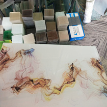 Factory customized super white embossed landscape painting ink painting modern screen partition clip wire clip art tempered glass