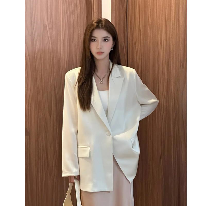High-End Acetate Satin Thin Blazer for Women 2026 Summer New Loose Cool Casual Sun Protection Suit