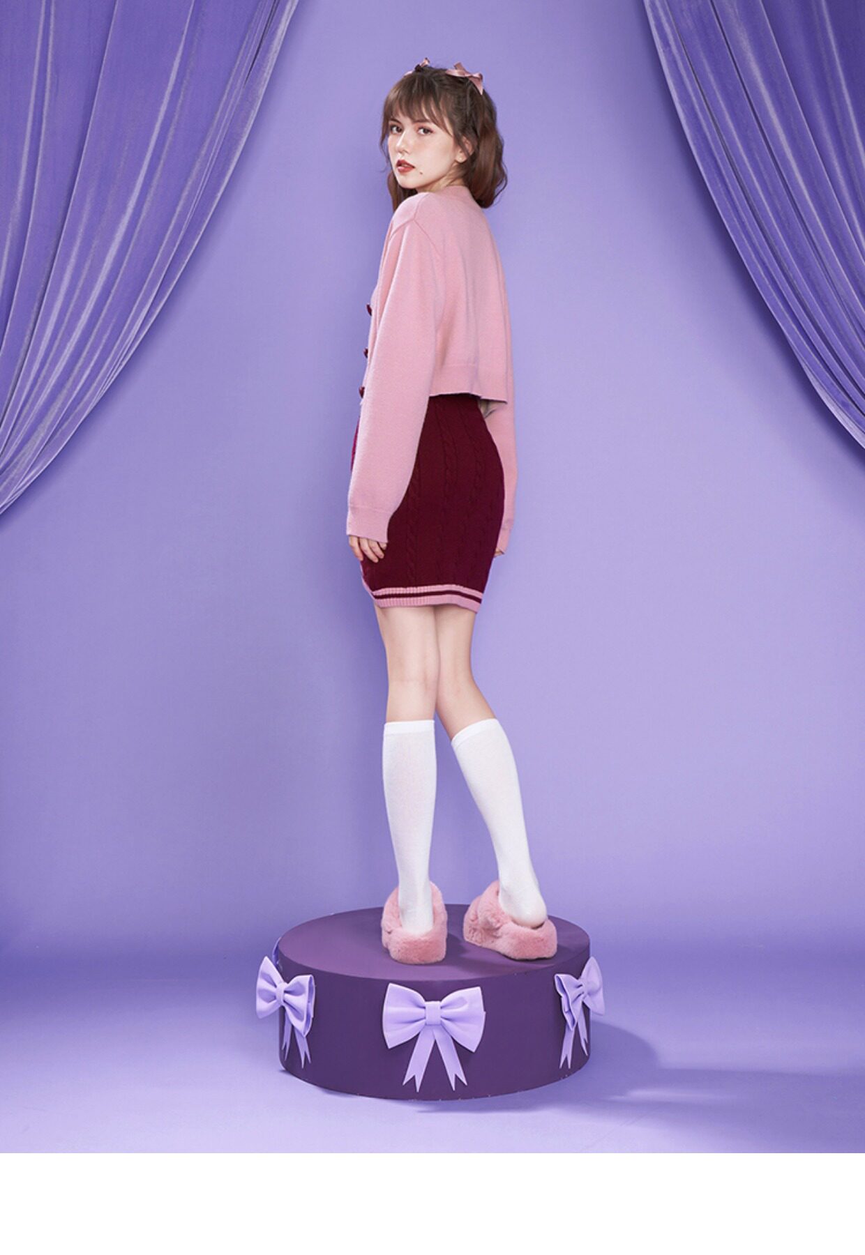 Стильные костюмы sagidolls少女斗志 #奶派甜心#粉色浪漫纯欲毛衣连衣裙套装显瘦乖