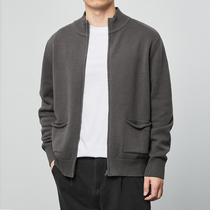 Momaker cardigan sweater jacket mens autumn and winter thickened Korean slim body wear casual youth sweater top