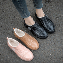 Couple section plus suede thickened rain shoes Women Winter Warm Water Boots Fashion Outwear Low Help Rain Boots Waterproof Non-slip Water Shoes