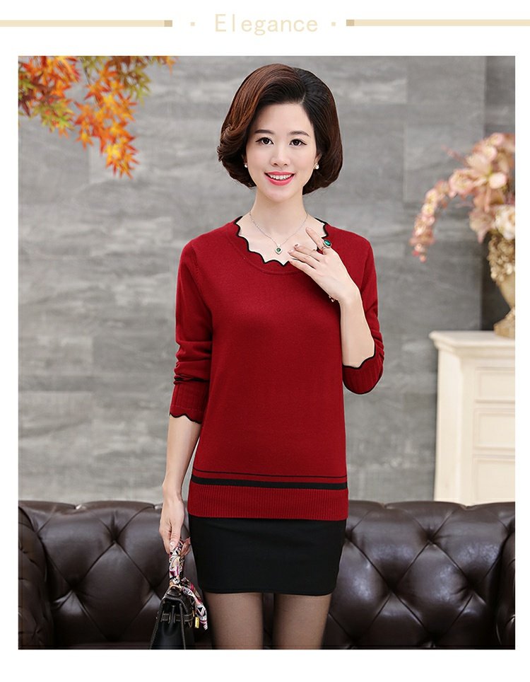 Áo mới mùa thu 2018 của phụ nữ trung niên dài tay đan đáy quần mẹ trung niên tải 40 tuổi 50 bộ áo len - Áo len quần áo nữ đẹp