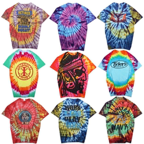 Vintage American printing embroidery gradient tie-dye street T-shirt loose short-sleeved men and women E16