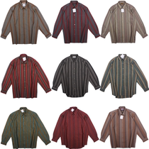 vintage Ancient Japanese Striped Shirt vintage Loose Tone Art Long Sleeve Shirt Men and Women T44