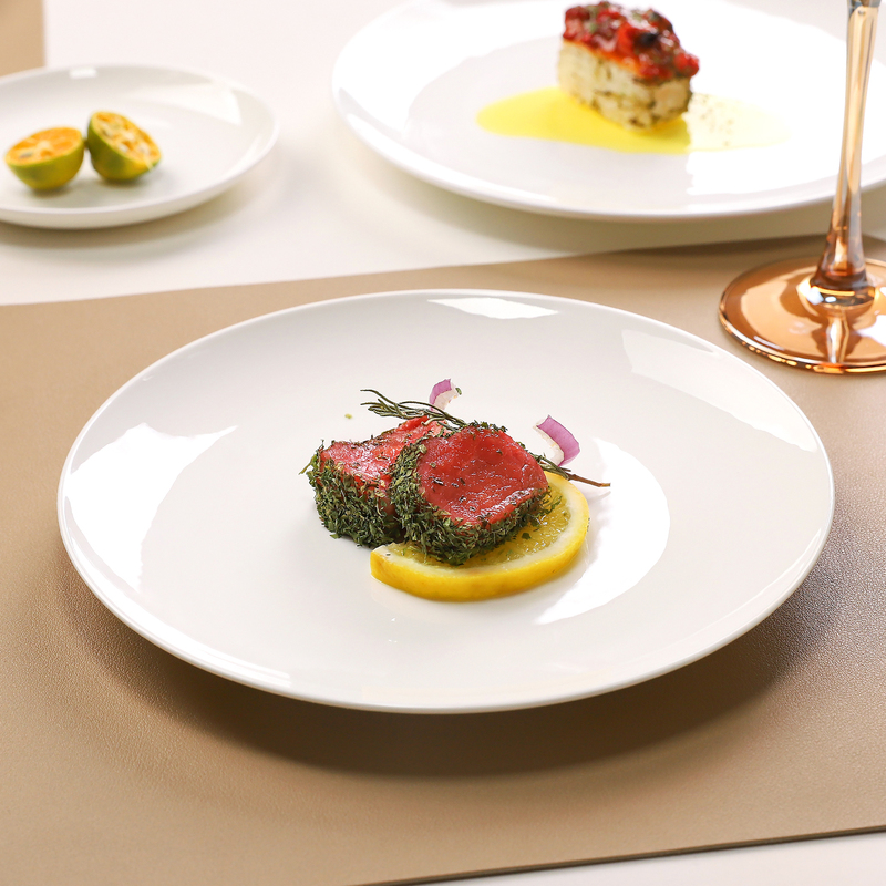 Tangshan Bone China Plates for Home Use, High-End Shallow Plates, Pure White Western-Style Dinner Plates, Ceramic Cold Dish Plates, Bone Residue Dishes