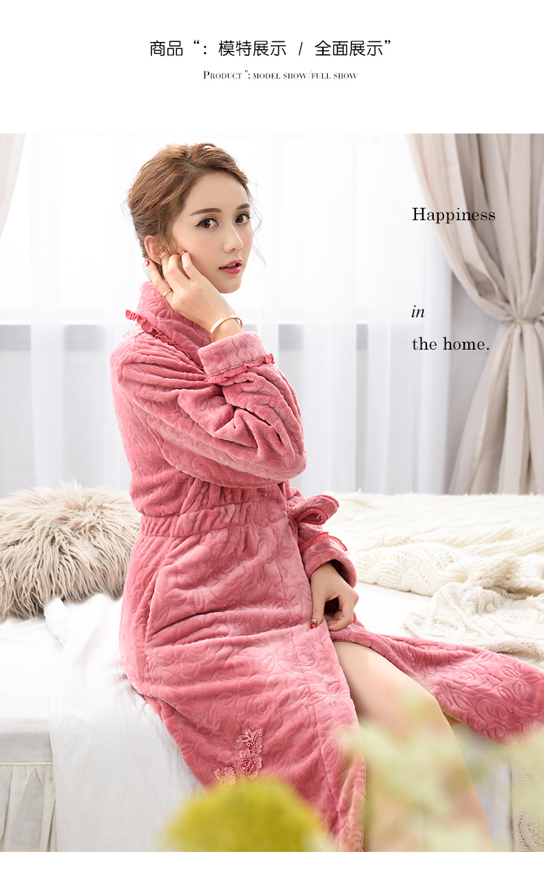 Áo ngủ flannel nữ mùa đông dày ấm áp và dài san hô lông cừu đồ ngủ áo choàng tắm áo tắm mùa thu và mùa đông dịch vụ nhà áo ngủ