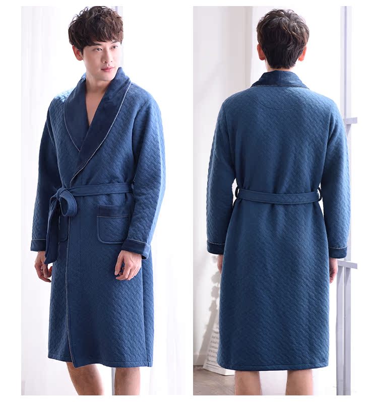 Áo ngủ gác lửng nam mùa đông dày và phần dài của áo choàng cotton mùa thu và mùa đông kích thước lớn phần mỏng áo choàng ngủ đồ ngủ đồ ngủ nữ mùa đông