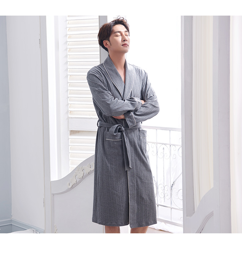 Bộ đồ ngủ nam cotton dài tay áo choàng dài nam áo choàng cotton nam mùa đông kích thước lớn dịch vụ nhà áo choàng tắm kiểu Nhật áo choàng nam nữ