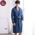 Áo ngủ gác lửng nam mùa đông dày và phần dài của áo choàng cotton mùa thu và mùa đông kích thước lớn phần mỏng áo choàng ngủ đồ ngủ áo choàng ngủ nam Night Robe