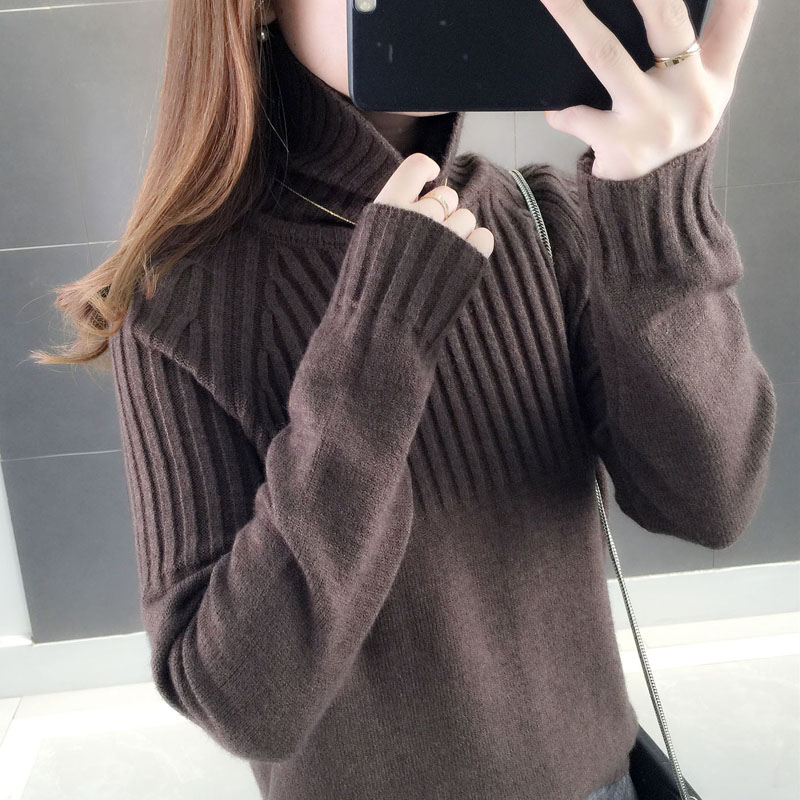 2022 autumn and winter new style turtleneck sweater women's thickened pullover long-sleeved inner knitted sweater bottoming shirt women's sweater