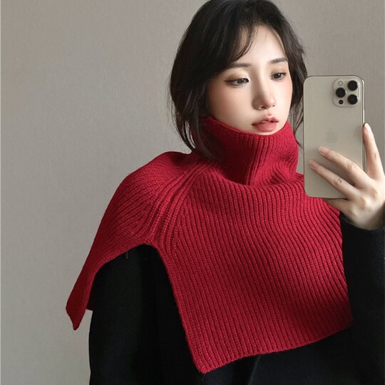 Scarf for Women, New Winter Fashion, Pullover Neck Warmer, Solid Color, Korean Style, Versatile Neck Wrap, Knitted Shawl