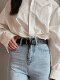 Women's Wide Leather Belt, Genuine Black Leather, Simple and Versatile, Korean Style, Casual Round Buckle, Pin Buckle, Women's Belt, Decorative Trouser Belt