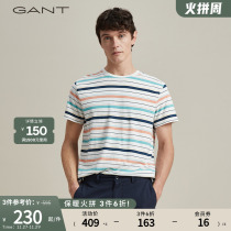 GANTGANT Summer Men's Color Striped Comfort Trend Casual Round Neck Short Sleeves Weight Pound T-shirt)2003072