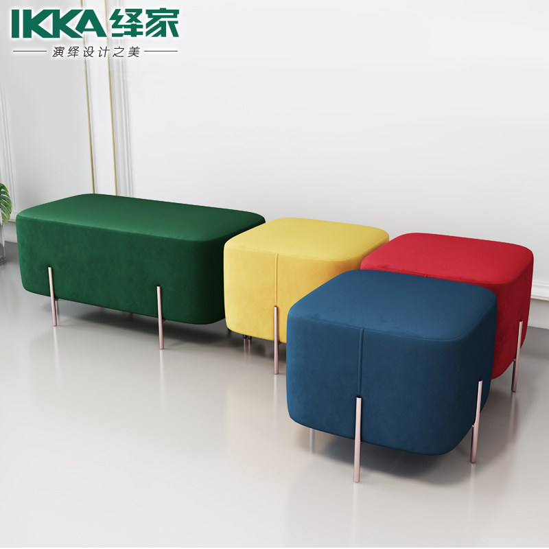 Nordic designer sofa stool cloth art rectangular changing shoes stool home modern minimalist living-room creative short stool pedalling