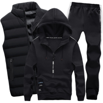 Velvet sweater three-piece set of mens autumn and winter mens clothing with a handsome trend mens sports suit winter ruffian handsome